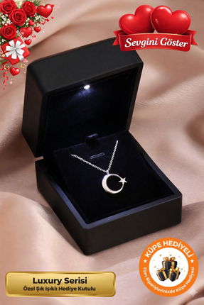 Lucente Jewellery Işıklı Hediye Kutulu Ay Yıldızlı 925 Ayar Gümüş Kaplama Tür...