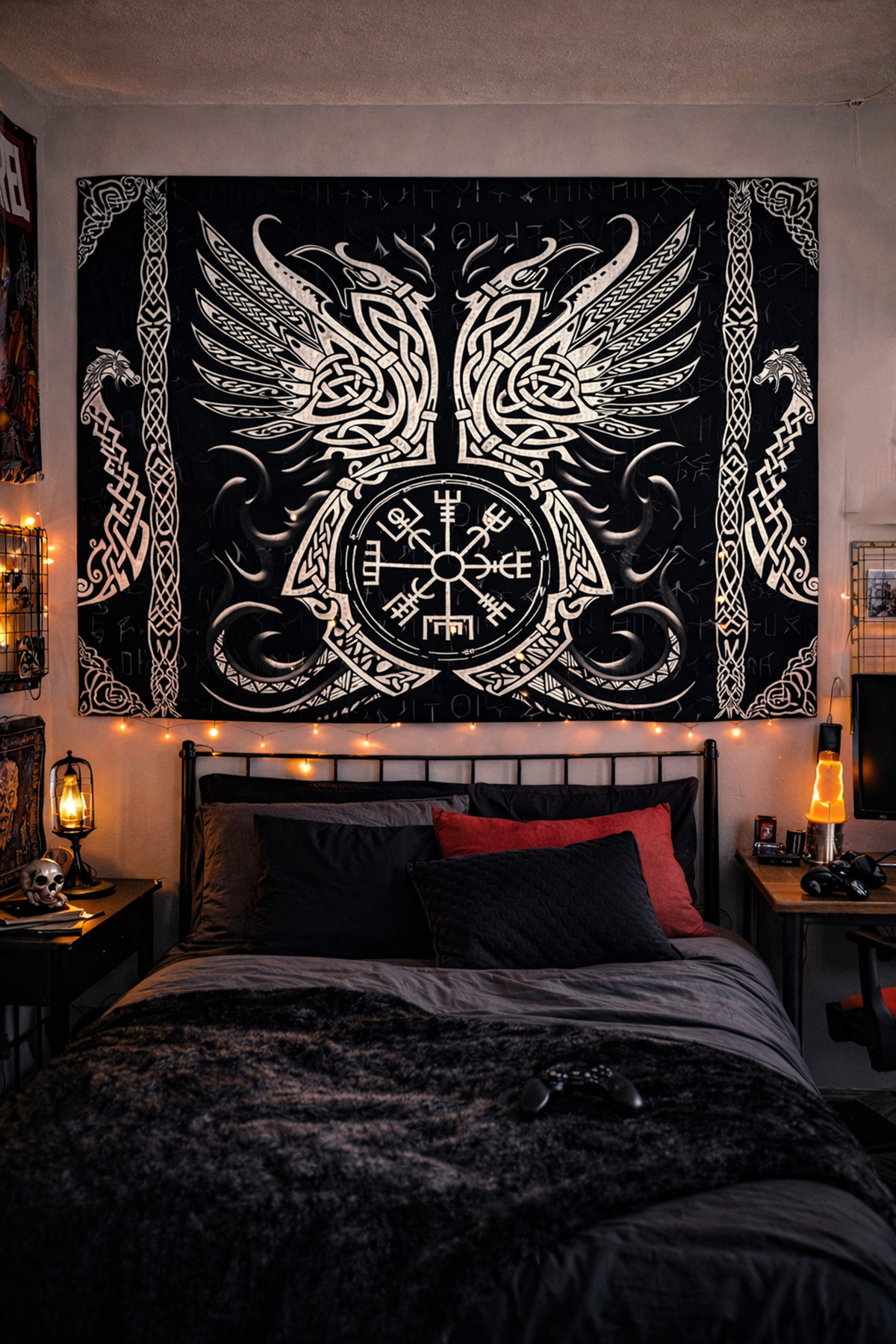 Viking Valhalla Symbols Wallcovering Tapestry Wall Tapestry