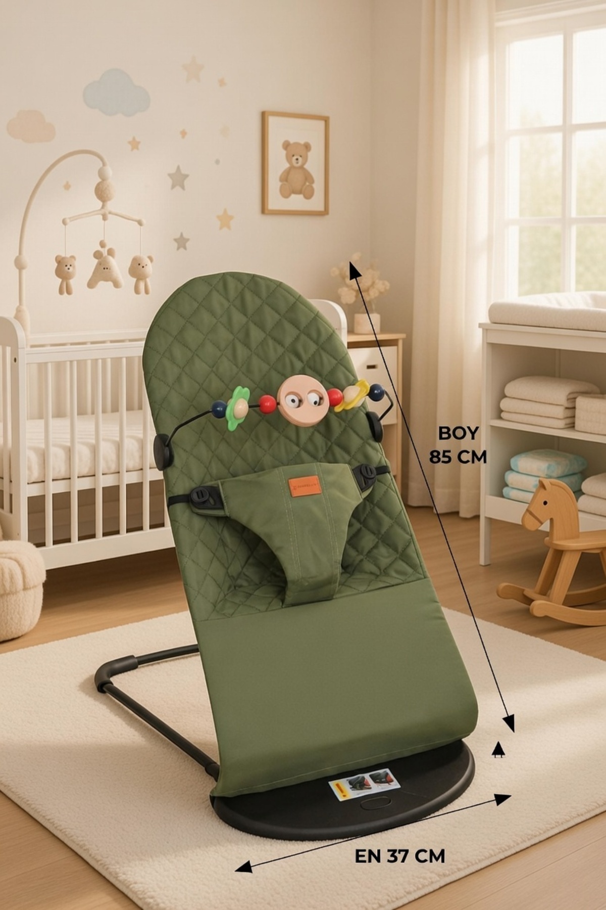 PURE & GLOW HOME Premium Cotton Üç Kademeli Sallanan Ana Kucağı Haki fotoğrafı 4 (önizleme)