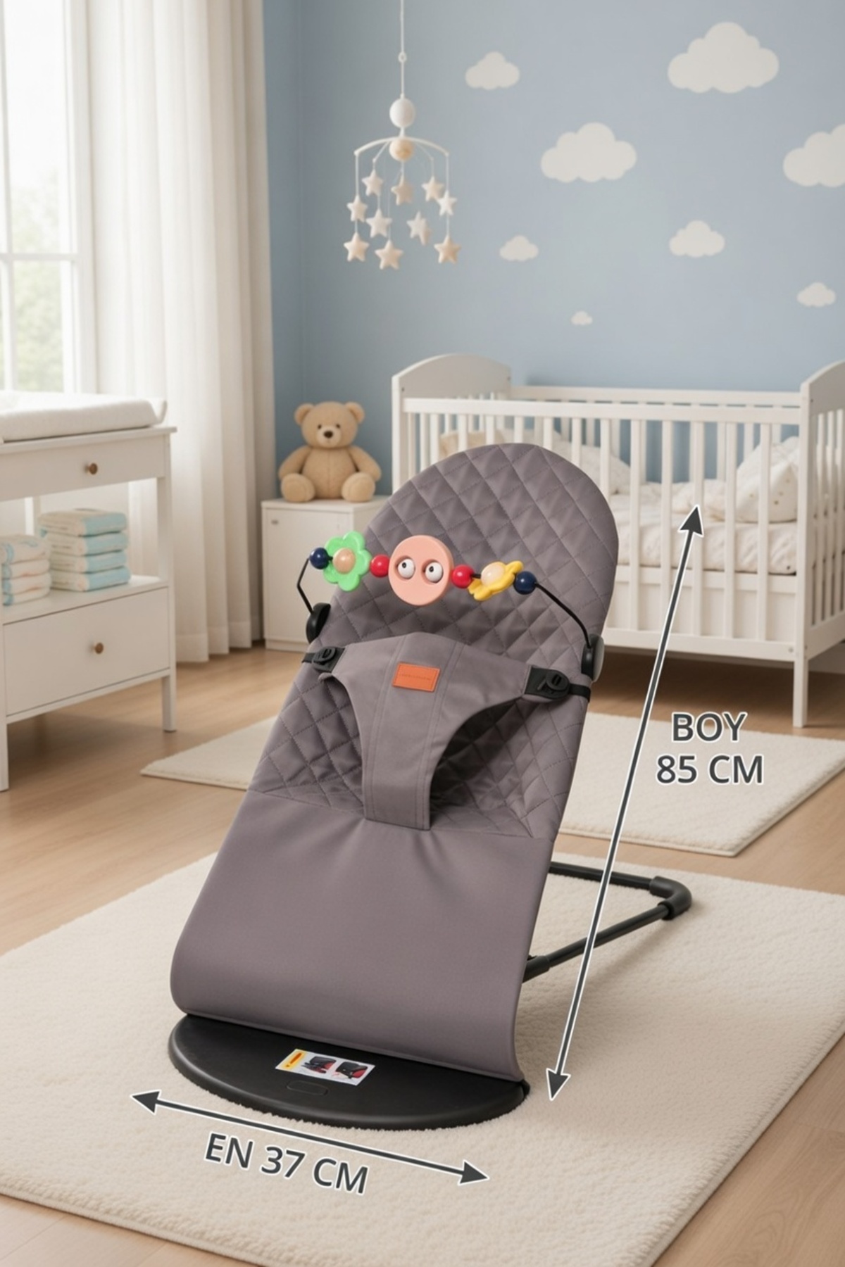 PURE & GLOW HOME Premium Cotton Üç Kademeli Sallanan Ana Kucağı Gri fotoğrafı 5 (önizleme)