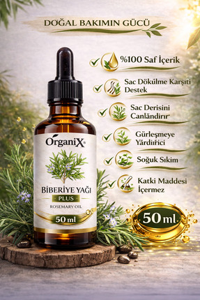 Organix Biberiye Yağı Plus %100 Doğal – Saç Dökülmesine Karşı, Canlandırıcı &...