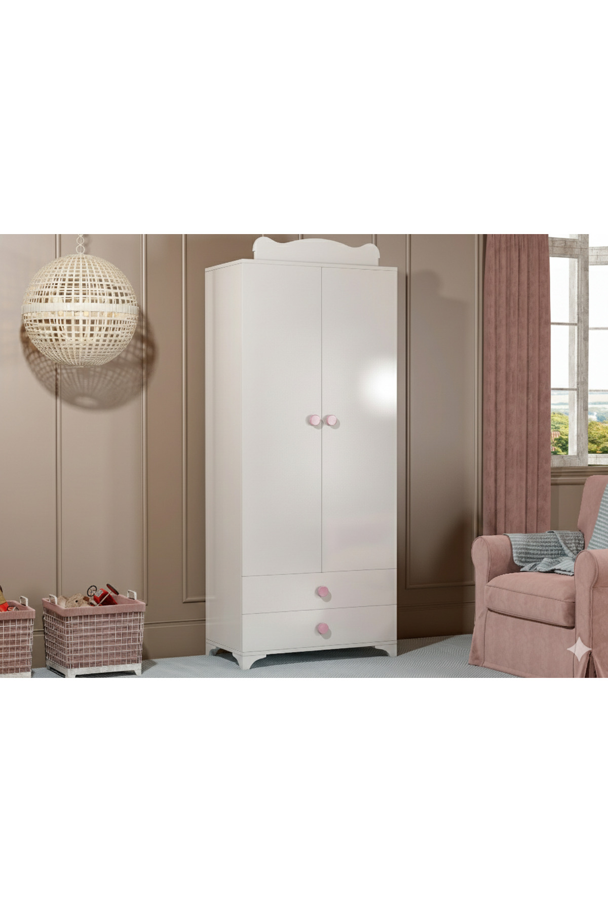 Patiko Furniture Patiko Sahra 058 2 Kapılı Dolap Pembe fotoğrafı 2 (önizleme)