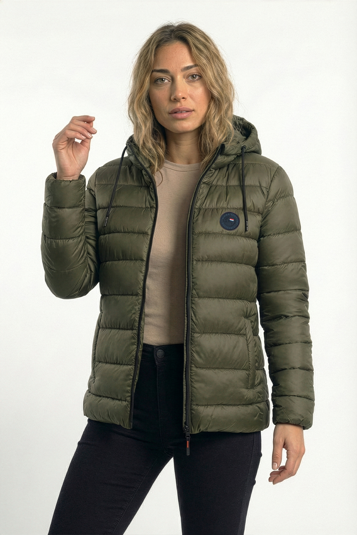 D1fference  Kadın Kışlık Şişme Mont Sıcak Tutan Dolgu İçi Astarlı Su İtici Rüzgar Geçirmez Kapüşonlu Spor Mont - Görsel 3