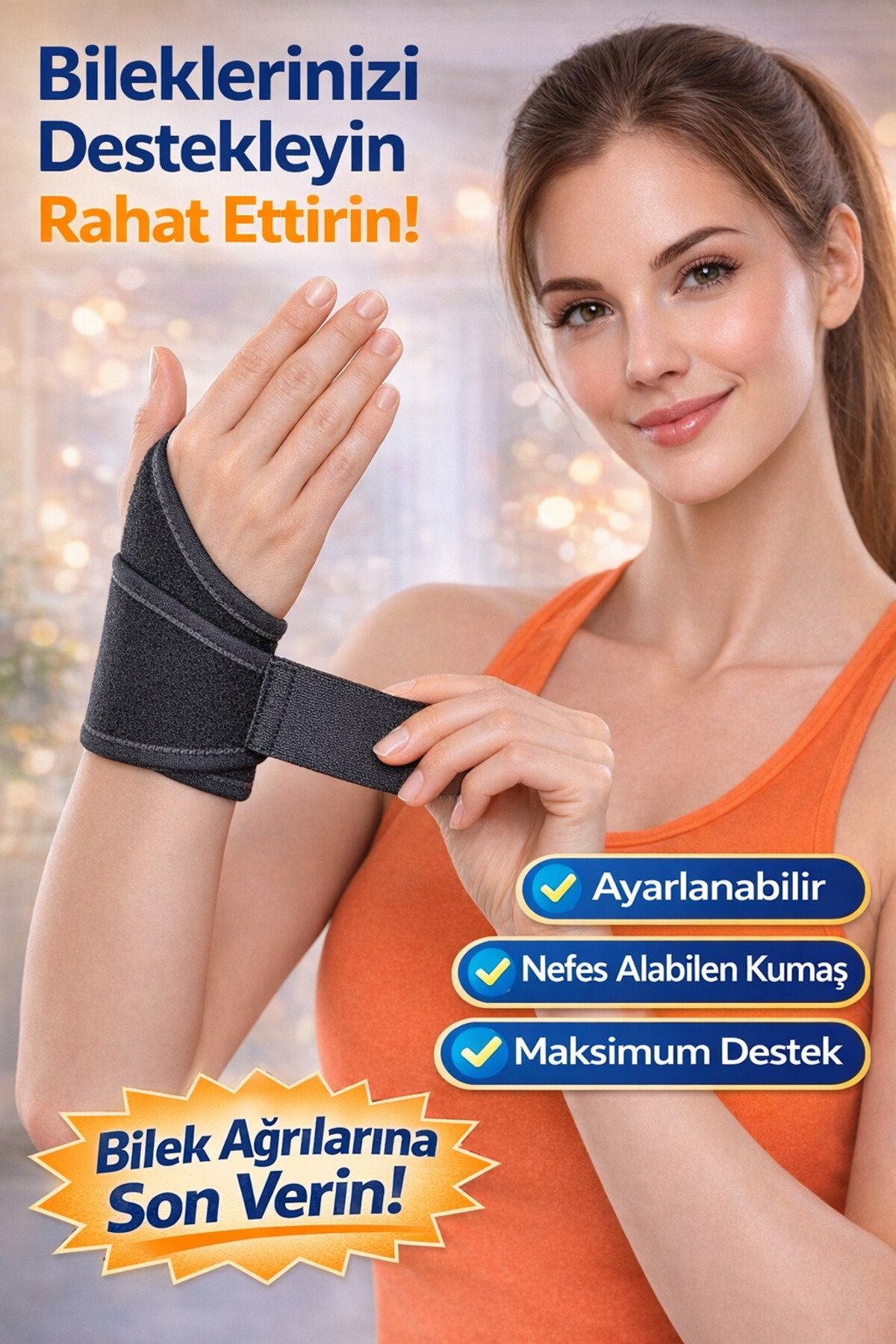 Genel Markalar Ayarlanabilir Destekli Kadın&erkek El Bilekliği Sağ & Sol El Uyumlu, Spor Ve Günlük Kullanıma Uygun