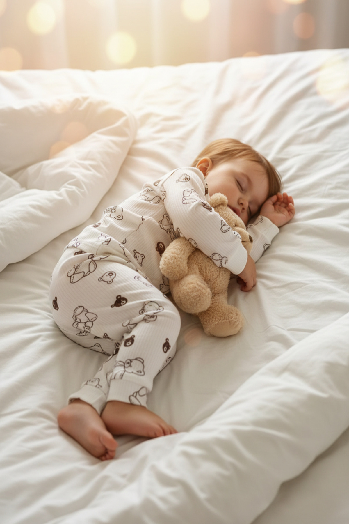 aden kids çocuk pijama takımı ayı desenli raporlu kumaş fotoğrafı 6 (önizleme)