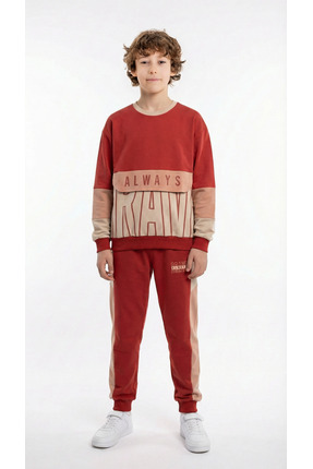 Mışıl Kids Always Brave Baskılı Kanguru Cep Detay Bisiklet Yaka Alt Üst Erkek...