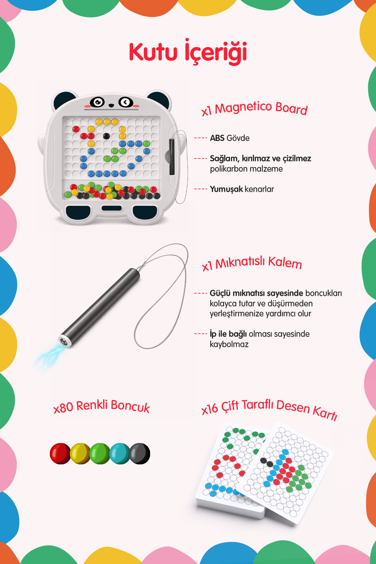 kidva Manyetik Kodlama Tableti 80 Boncuk Kırılmaz Ekran Magna Panda 16 Desen Kartı Eğitici Oyuncak 3 Yaş fotoğrafı 3 (önizleme)