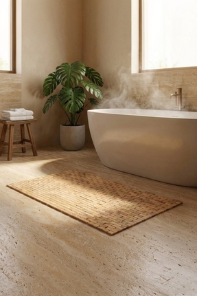 LAURUS HOME Doğal Bambu Banyo Paspası / Suya Dayanıklı Dekoratif Banyo Matı