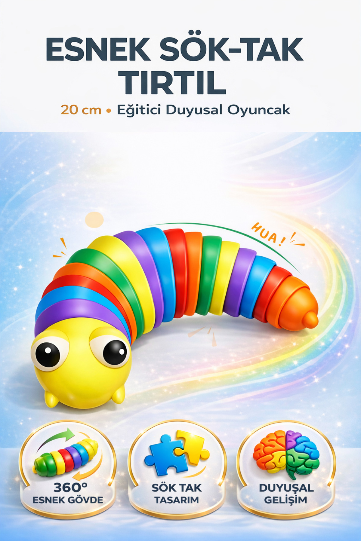 Dismantle Plug Flexible Caterpillar 20cm - Educational Caterpillar Shaped Colorful Sensory Educational Toy