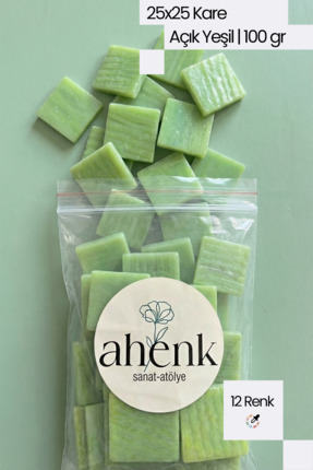 Ahenk Sanat Atölye 25x25 Sanatsal Kare Cam Mozaik Taşı (100 gr)