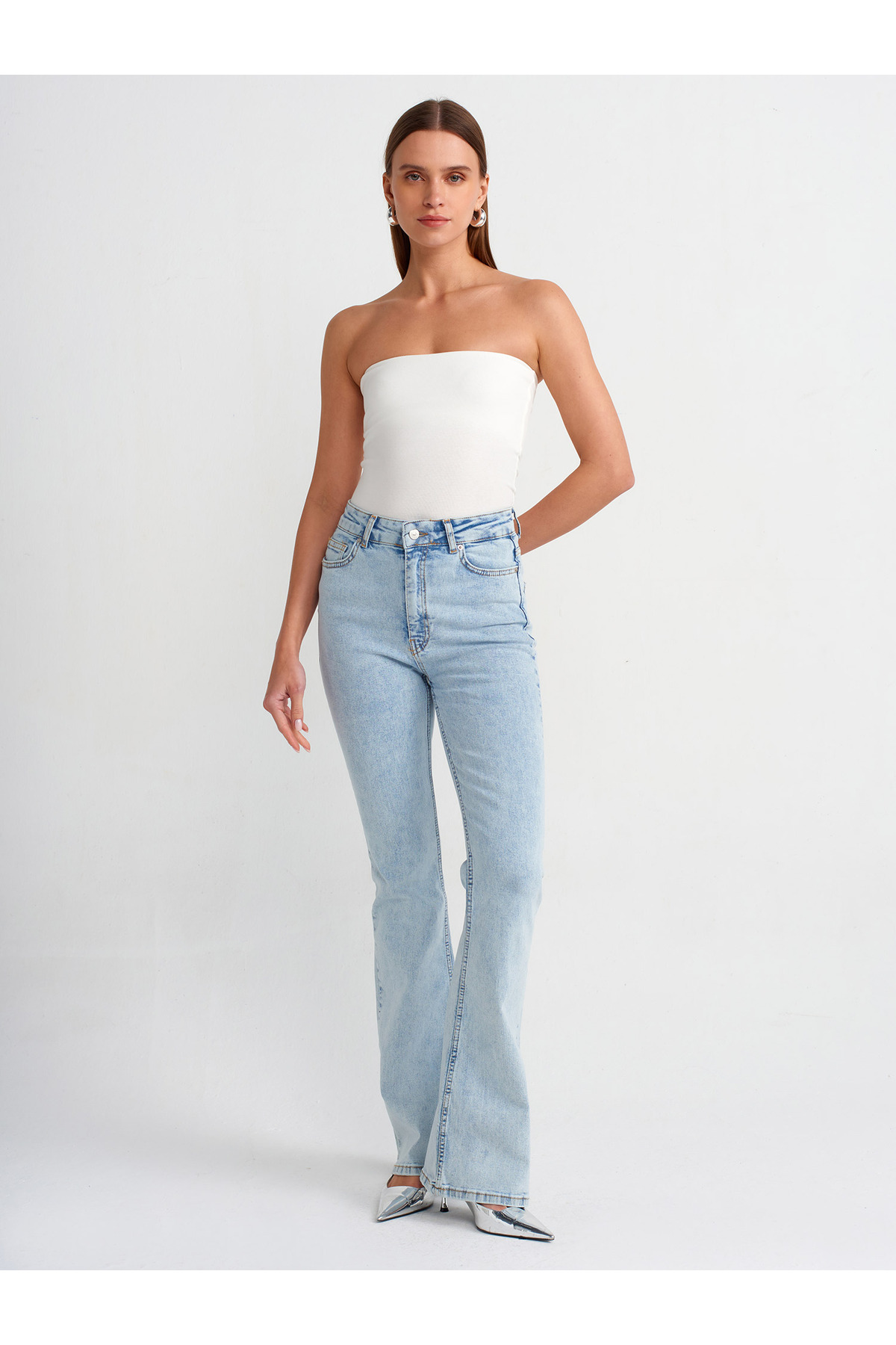 Dilvin  20659 Straplez Top-Ekru - Görsel 4