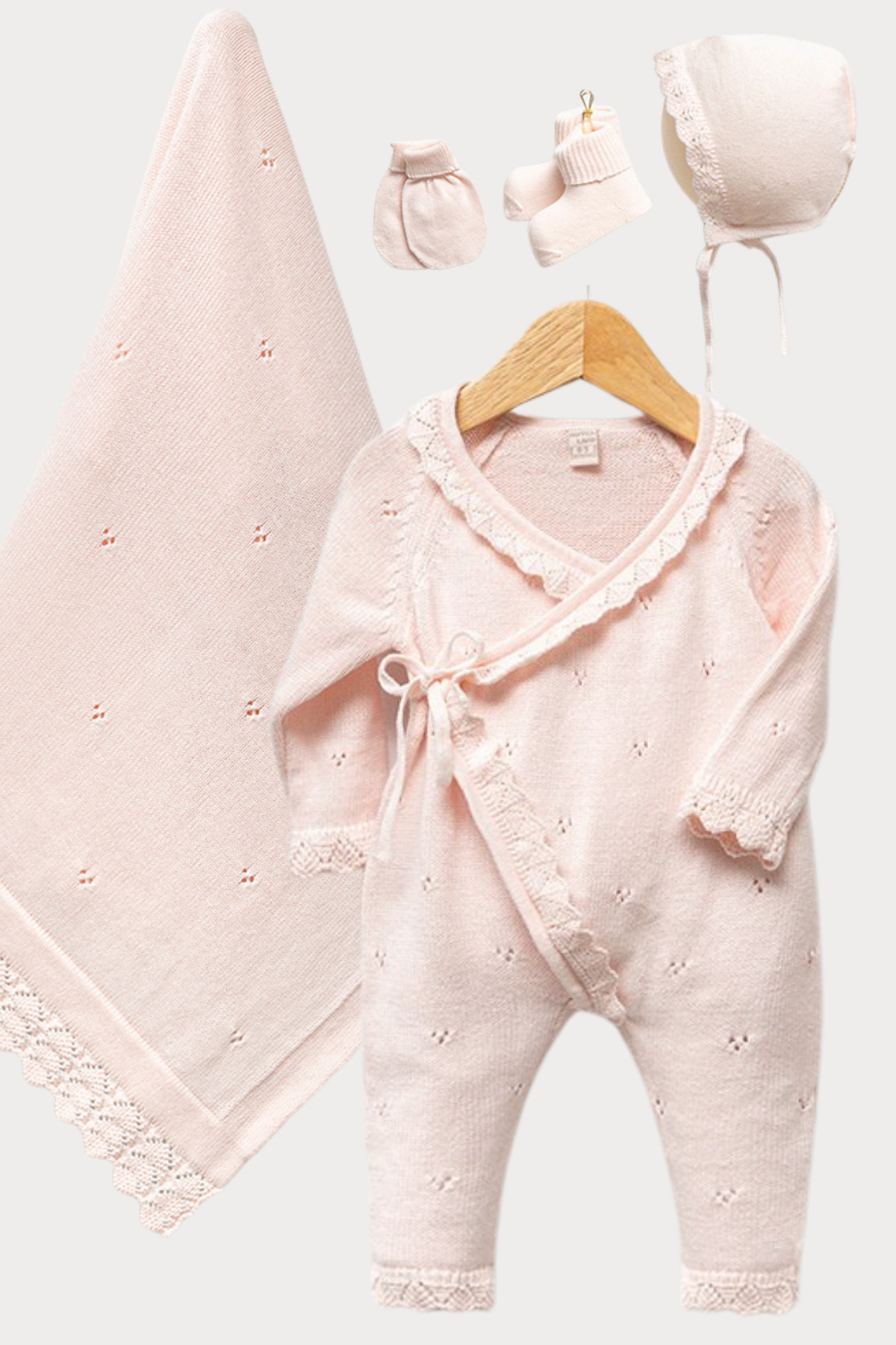 Naka Concept GRACE 5 Parça Kız Bebek Hastane Çıkış Seti – Premium Cotton Knit Newborn Set-Gift Ready fotoğrafı 2 (önizleme)