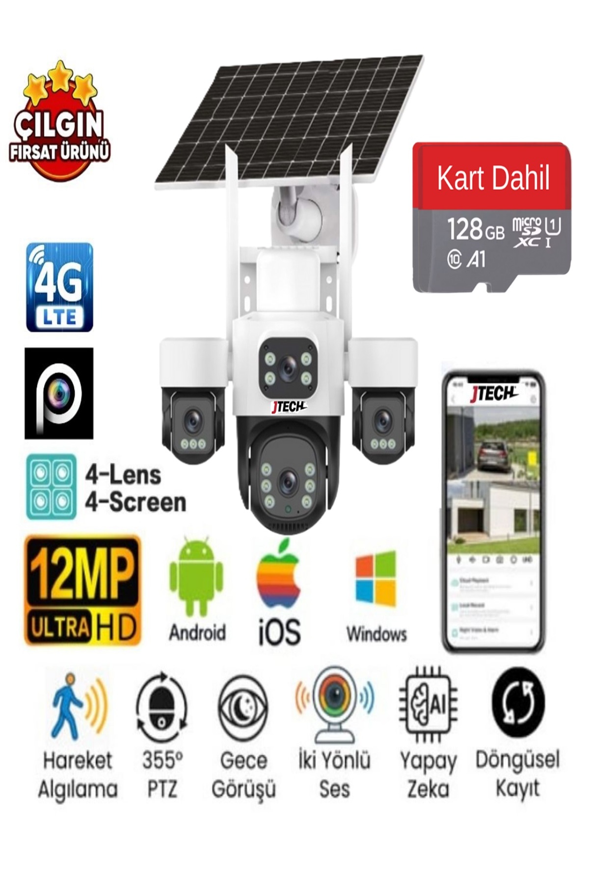 【YoH!!! 】 jtech Inox X14 3mp+3mp+3mp+3mp 12MP Aov e-Sim 4g 2xSolar Panelli 4
