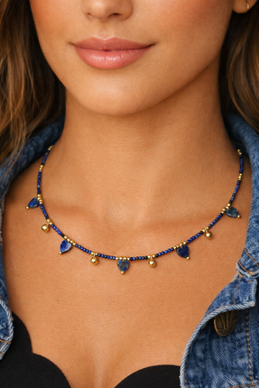 Home Lapis Taşı Kalp Çelik Kolye