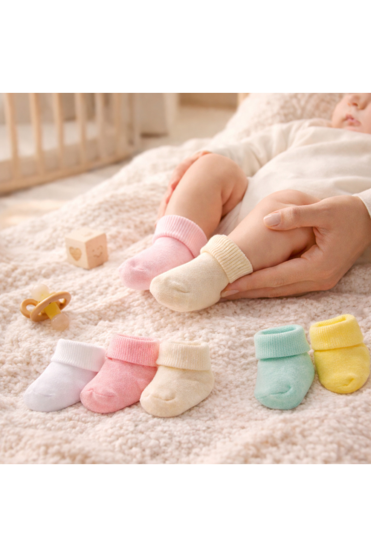 Novibaby 5'li Bambu Yenidoğan Bebek Çorap I Flower I Kız Erkek Bebek Çorabı fotoğrafı 3 (önizleme)