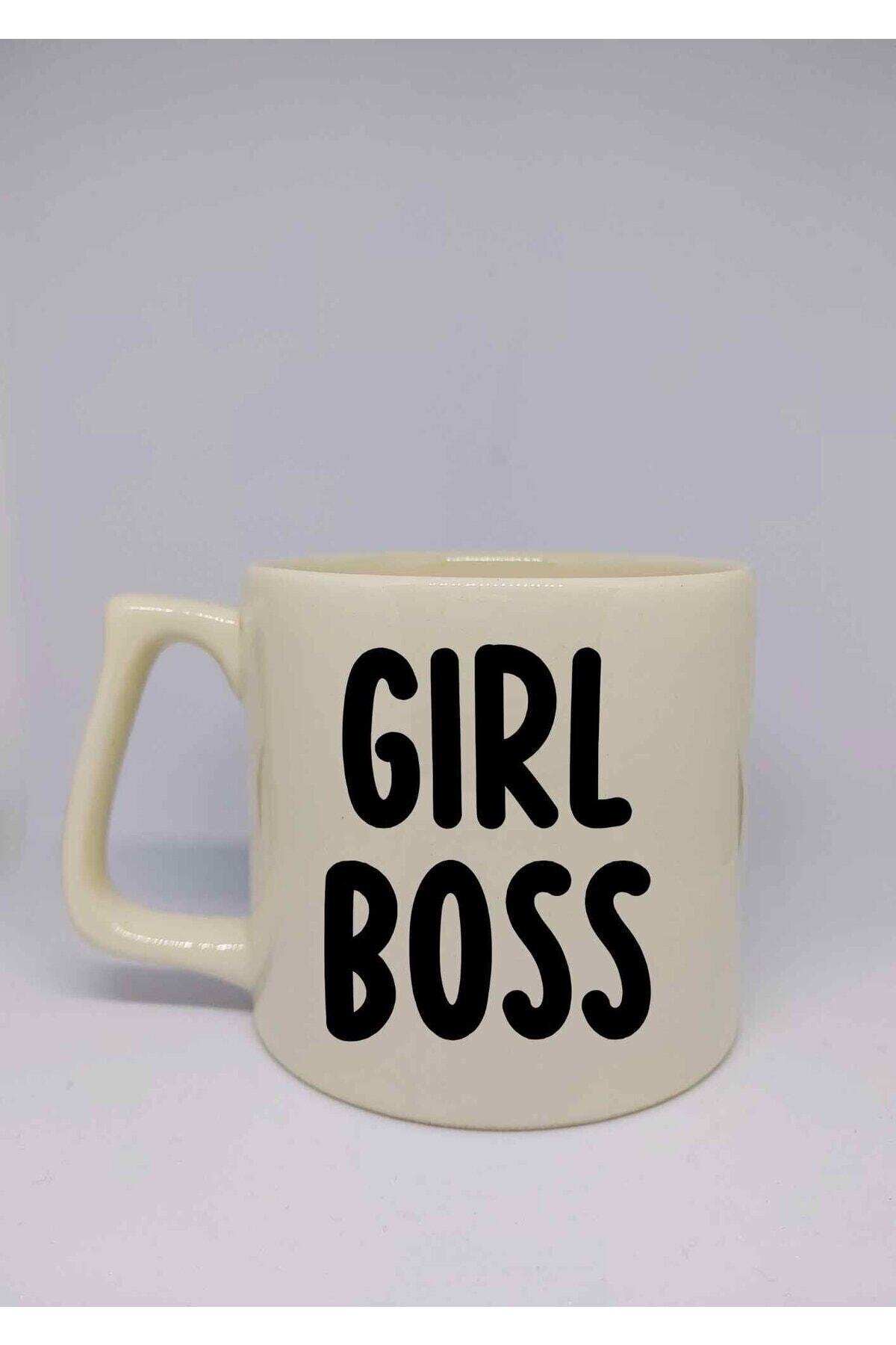 Cream Color Girl Boss Printed Custom Design Printed Luxury Ceramic Mug Cup Latte Cup