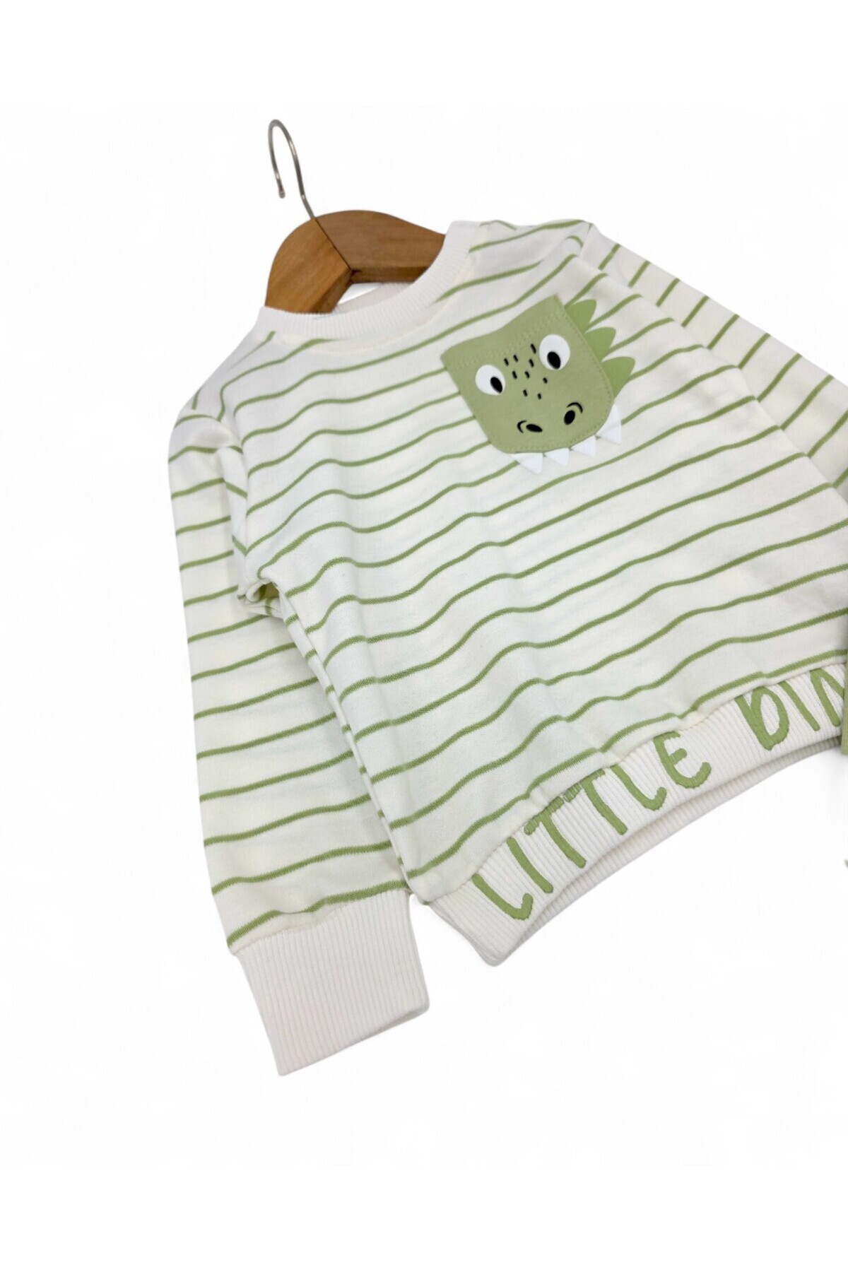 voyyo kids baby Erkek Bebek Mevsimlik Çizgili Bisiklet Yaka Uzun Kollu %100 Pamuk Bebek Takımı fotoğrafı 3 (önizleme)