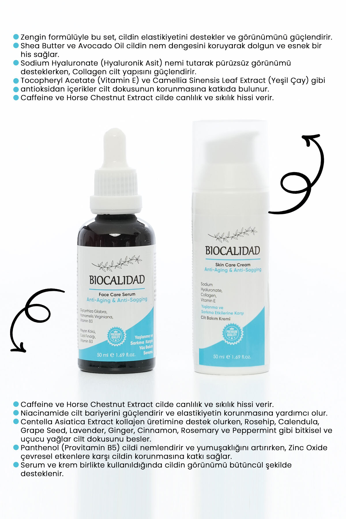 Yaşlanma ve Sarkma Karşıtı Krem ve Serum Seti 50ml + 50ml — yaşlanma — تصویر 3 از 5