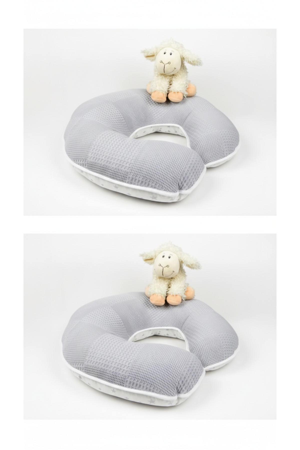 Babynest Emzirme Yastığı Ve Destek Minderi Gri Yıldız Ve Pikeli Model (BEYAZ BİYELİ) fotoğrafı 7 (önizleme)