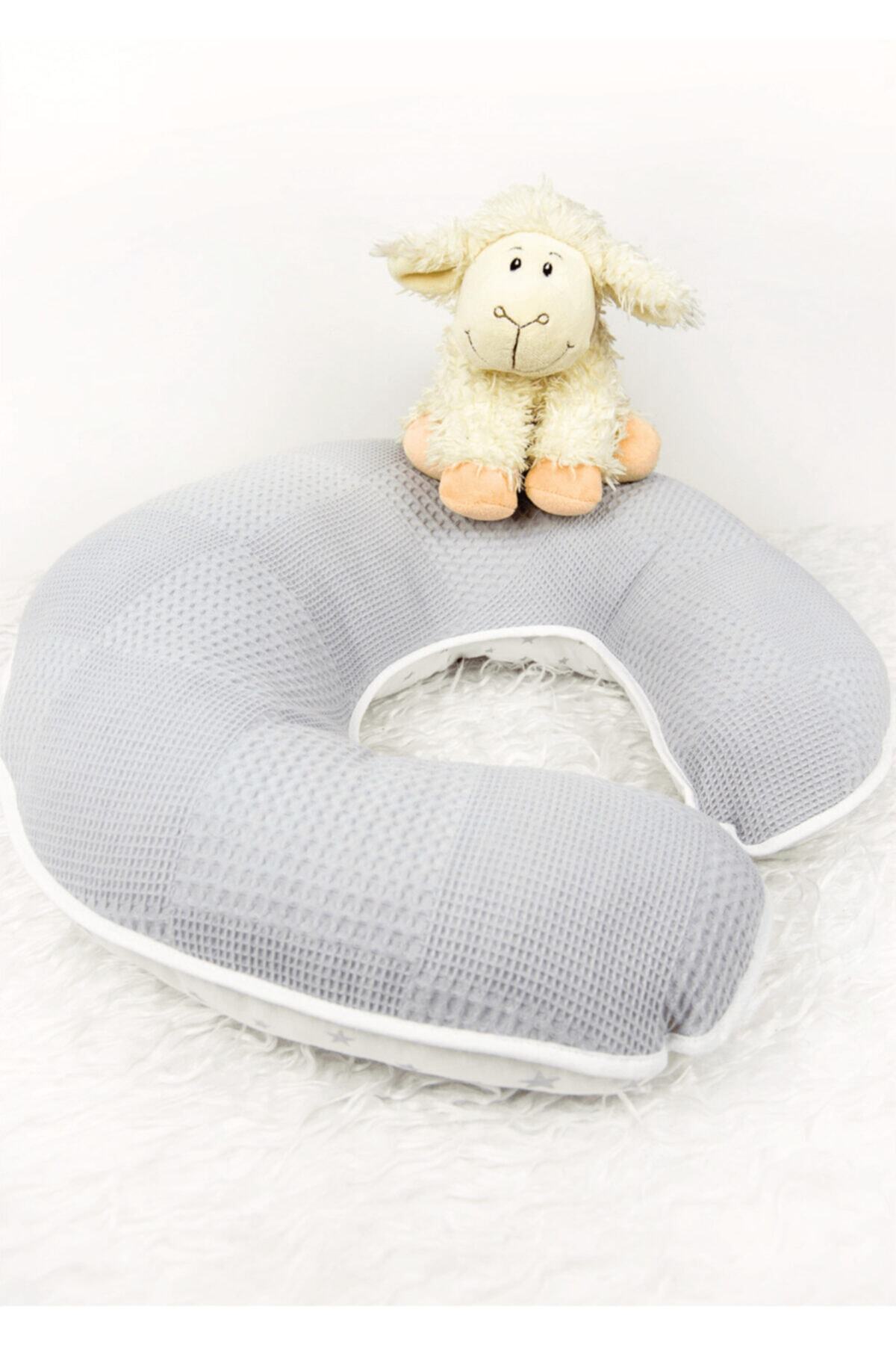 Babynest Emzirme Yastığı Ve Destek Minderi Gri Yıldız Ve Pikeli Model (BEYAZ BİYELİ) fotoğrafı 6 (önizleme)
