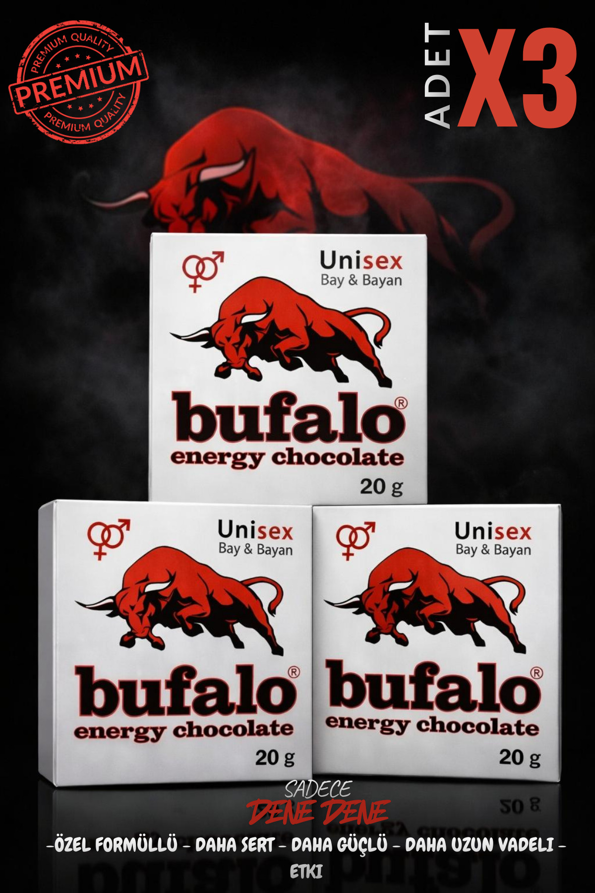 Bufalo Premium Özel Çikolata Enerji Çikolata 3 Lü Paket