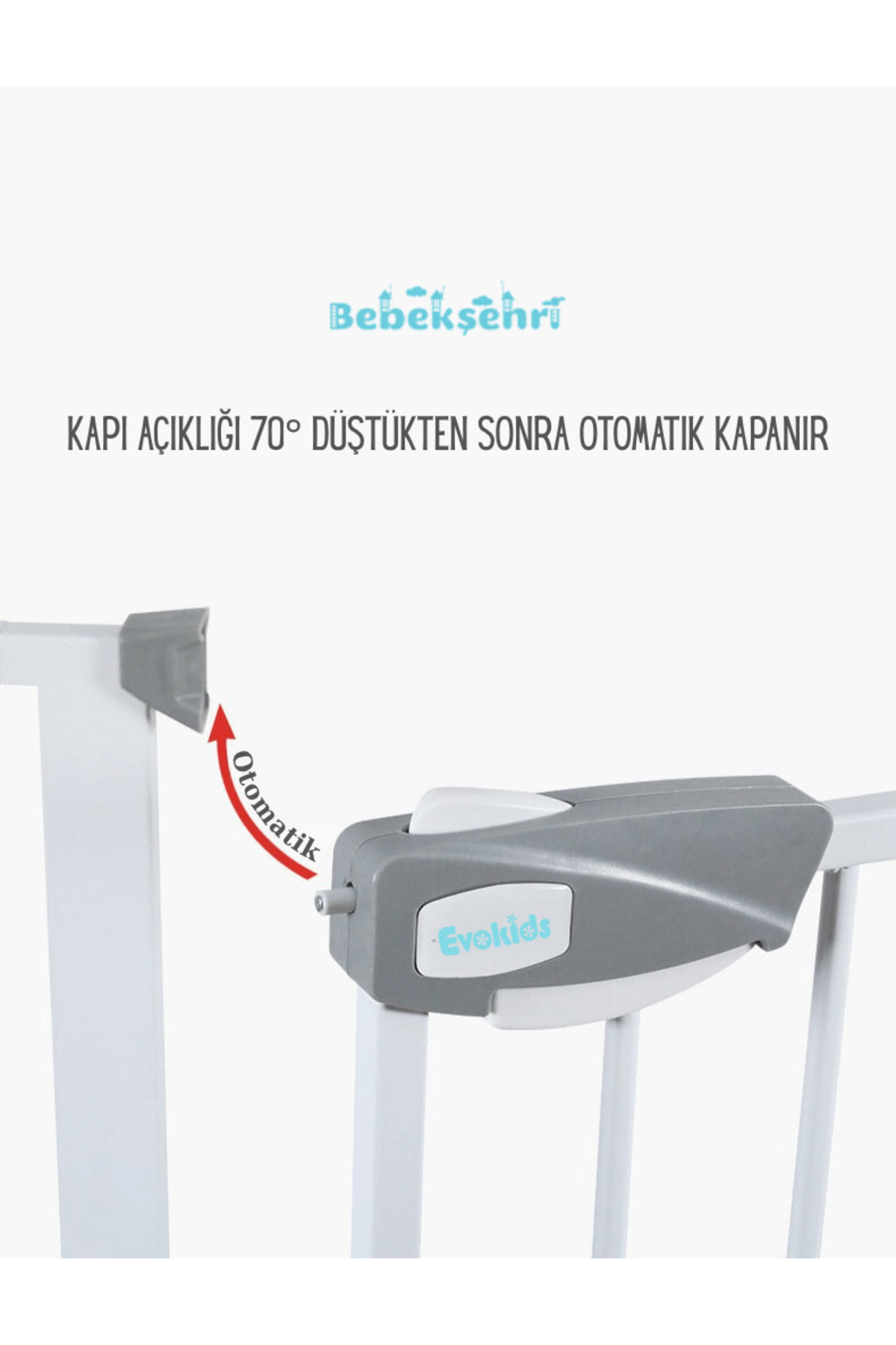 Evokids Çift Kilitli Çocuk Güvenlik Kapısı 95-104 CM Arası Kullanım fotoğrafı 6 (önizleme)
