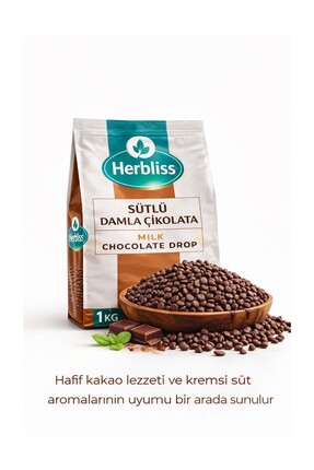 Herbliss Sütlü Damla Çikolata 1 KG – Kolay Eriyen, Pasta ve Kurabiye Çikolatası