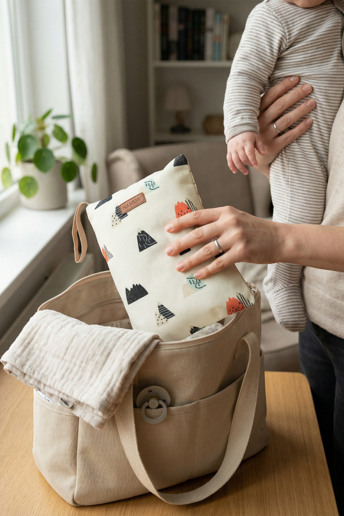 HAMUR Anne Bebek Bakım Çantası Yenidoğan Alt Açma Değiştirme Düzenleyici Çantası Organizer Poyraz fotoğrafı 4 (önizleme)