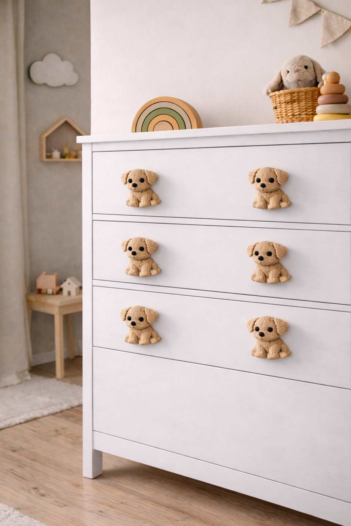 Rekatech KÖPEK FİGÜRLÜ KULP Çocuk Odası Örgü Desenli Dekoratif Çekmece Kulpu Hayvan Figürlü Dolap Kulbu fotoğrafı 2 (önizleme)