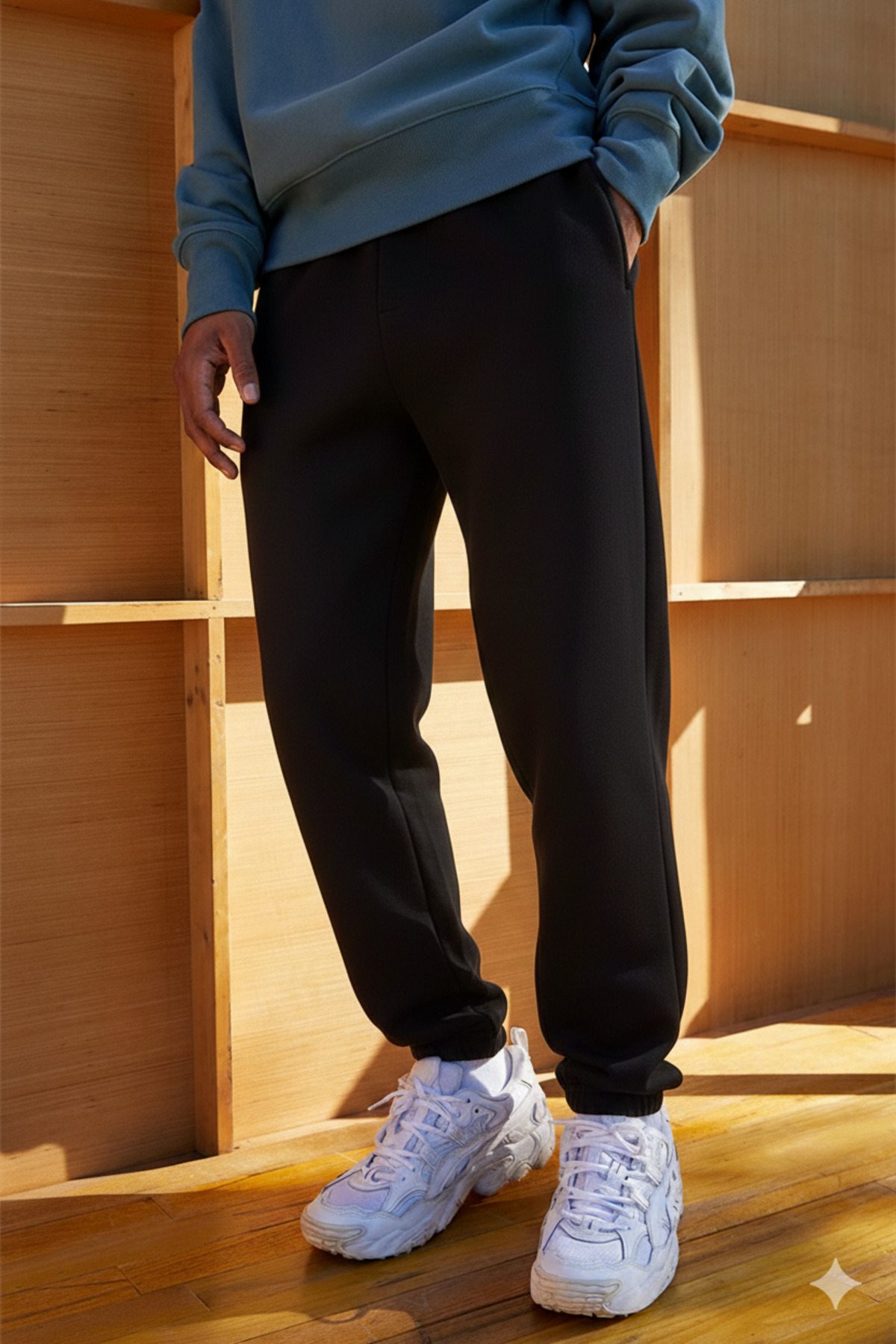 prtnc protonic  Erkek Jogger Eşofman Altı Lastikli Paça 3 İplik Şardonlu Kışlık - Görsel 3