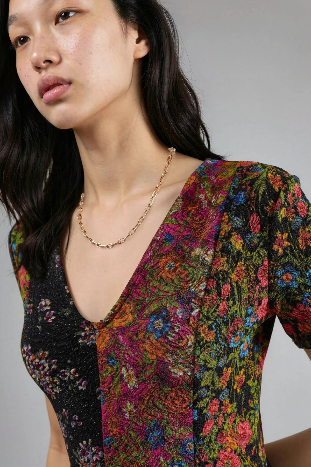 Hiccup  Çiçek Desenli V Yaka A Kesim Mini Elbise Ellie Collection - Görsel 4