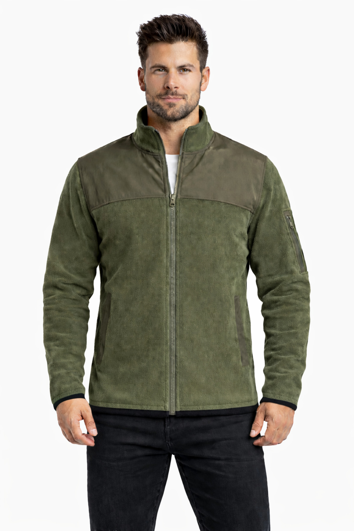 TOKER TEKSTİL Tam Fermuarlı Softshell Garnili Polar görsel 6
