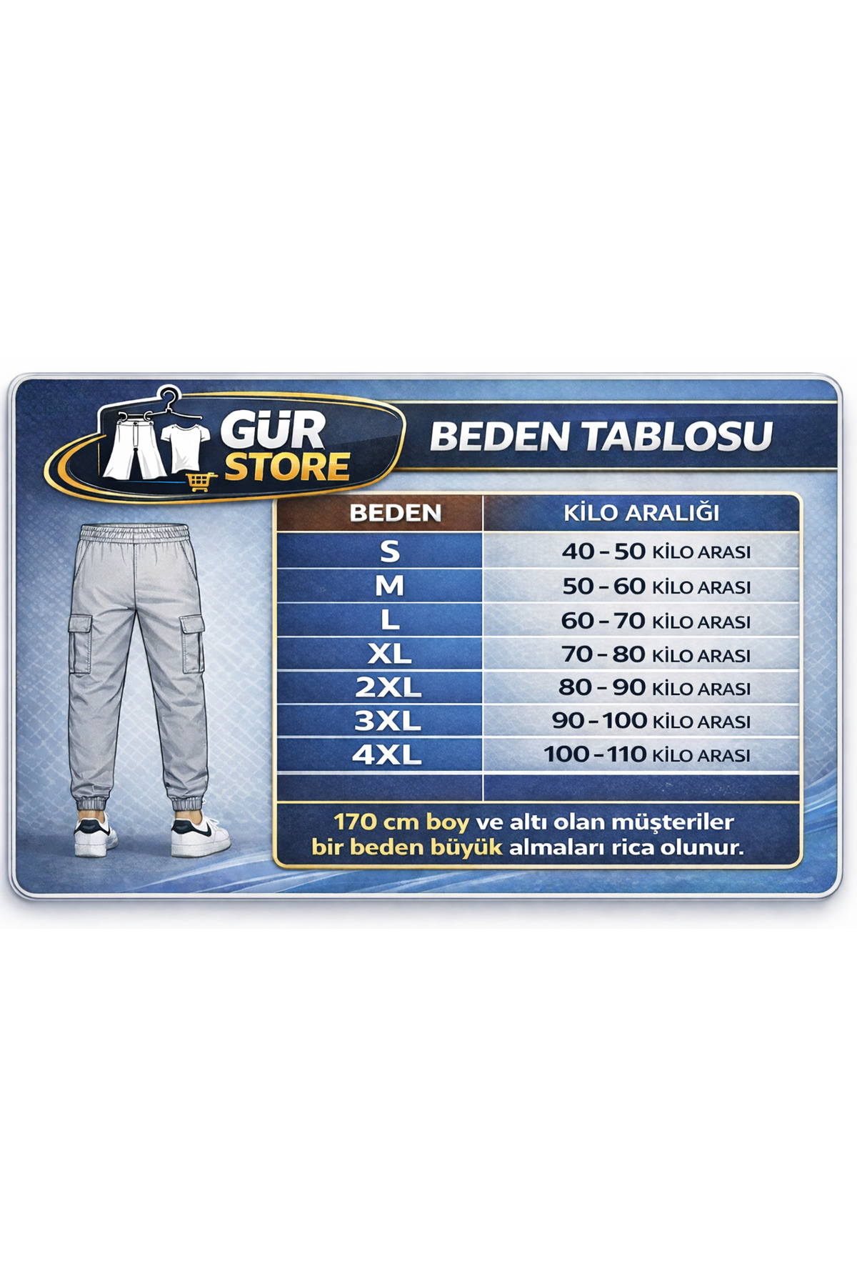 Gür  Kargo Cepli Erkek Lacivert Pantolon Bel Lastik Paça Lastik Likralı - Görsel 3