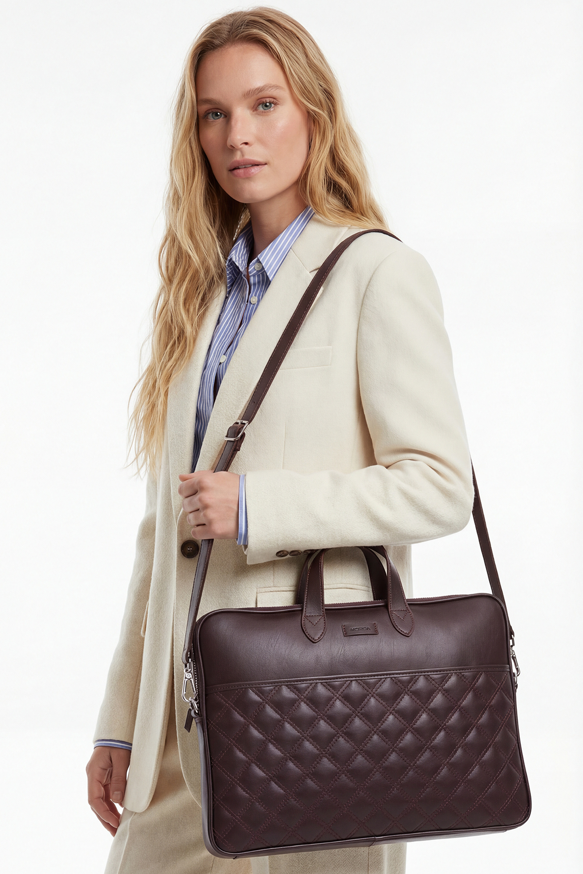 MORCA  Macbook Air Pro 15"& 16"inç Laptop Evrak Çantası Kahverengi