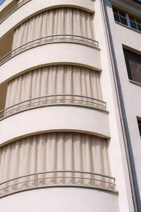 SHY TEKSTİL Lüks 1.Sınıf Su Geçirmez Bej Balkon Perdesi Üst Kornişli Yan ve A...