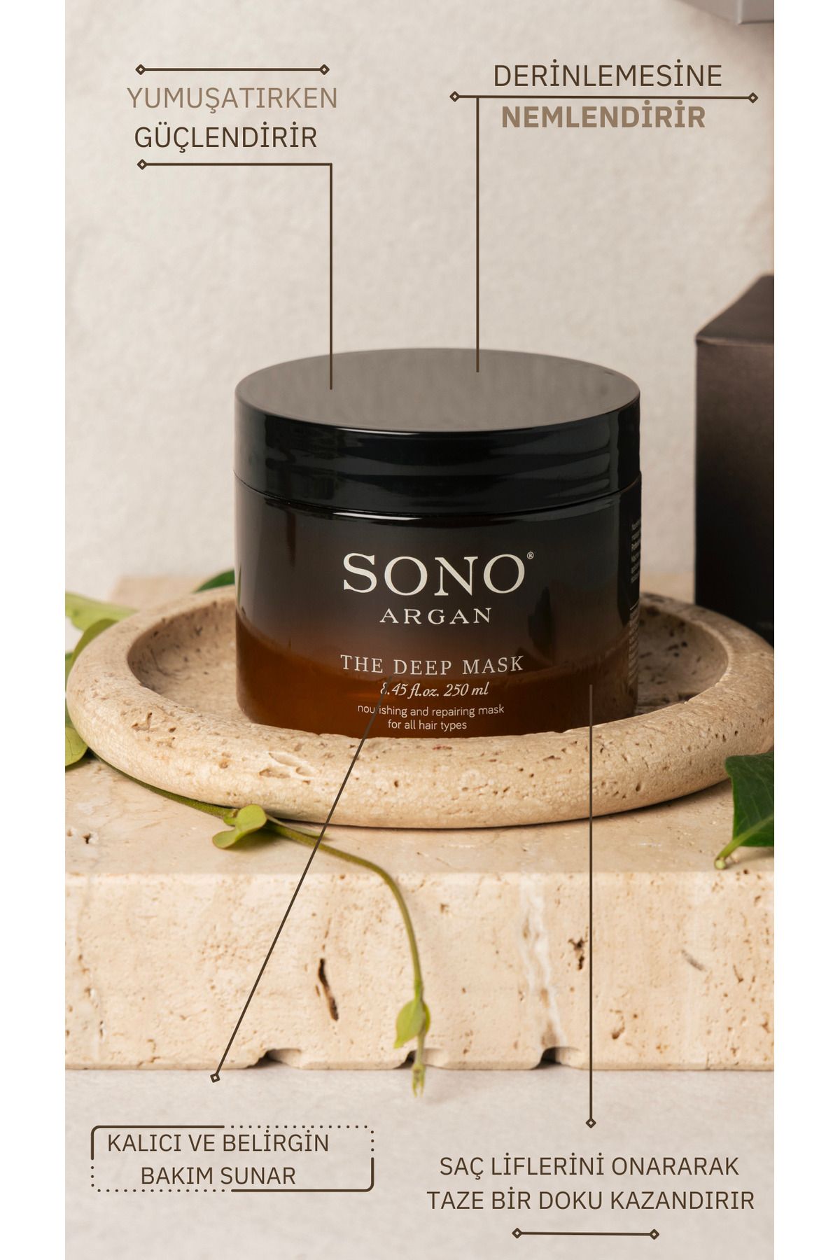Argan The Deep Mask Tüm Saçlar Besleyici Saç Maskesi 250ml — 8053839950130 — تصویر 3 از 8