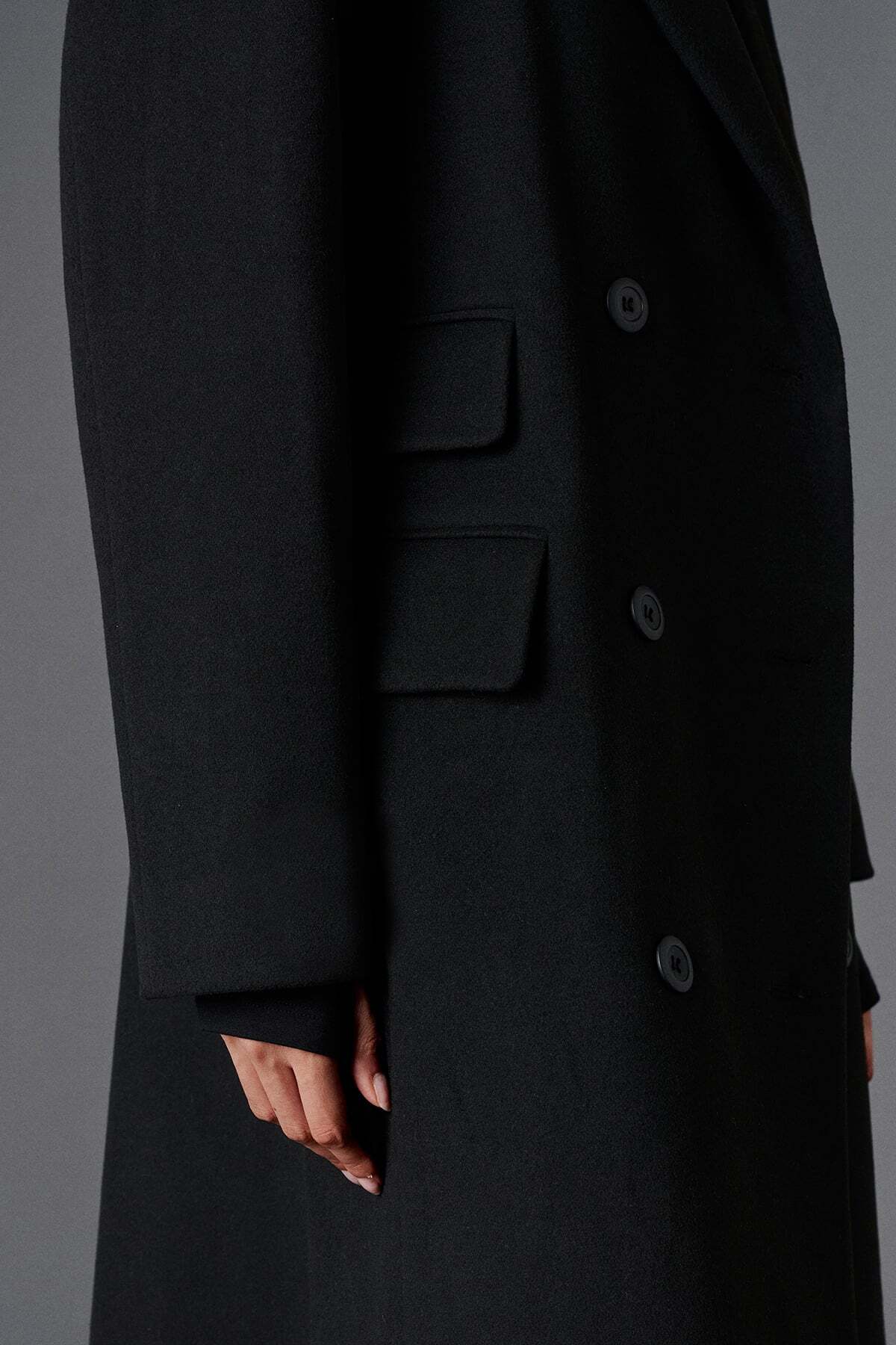 VATKALI  Cep detaylı maxi kaşe kaban - Premium Edition - Görsel 6