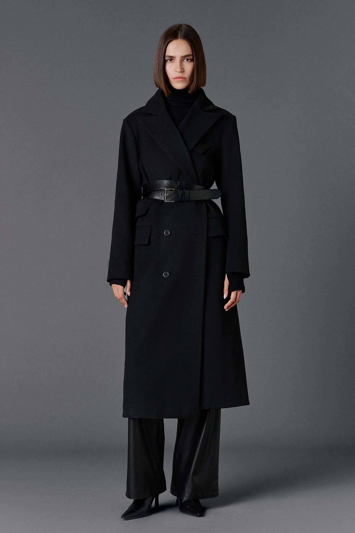 VATKALI  Cep detaylı maxi kaşe kaban - Premium Edition