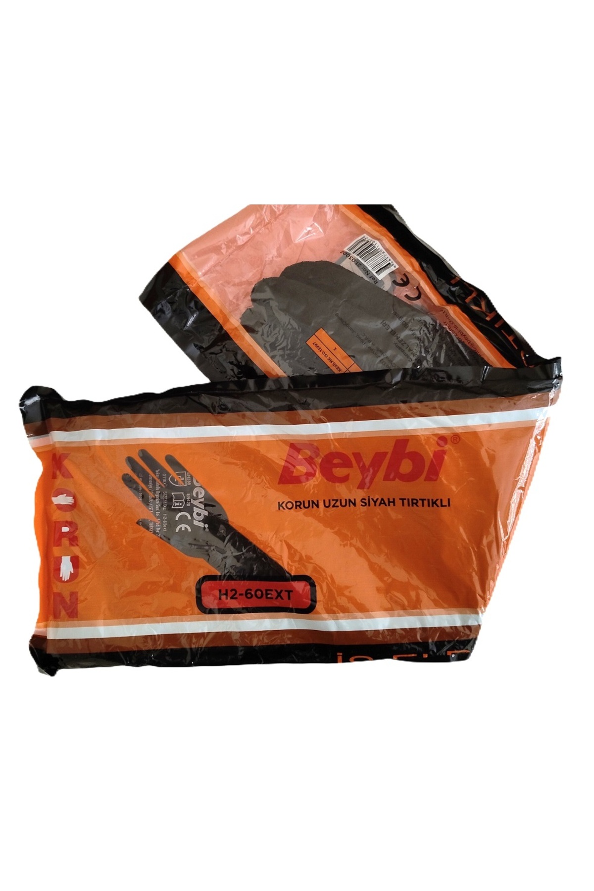 BEYBİ H2-60EXT KORUN UZUN (60 CM) SİYAH TIRTIKLI ASİT ELDİVENİ (NO