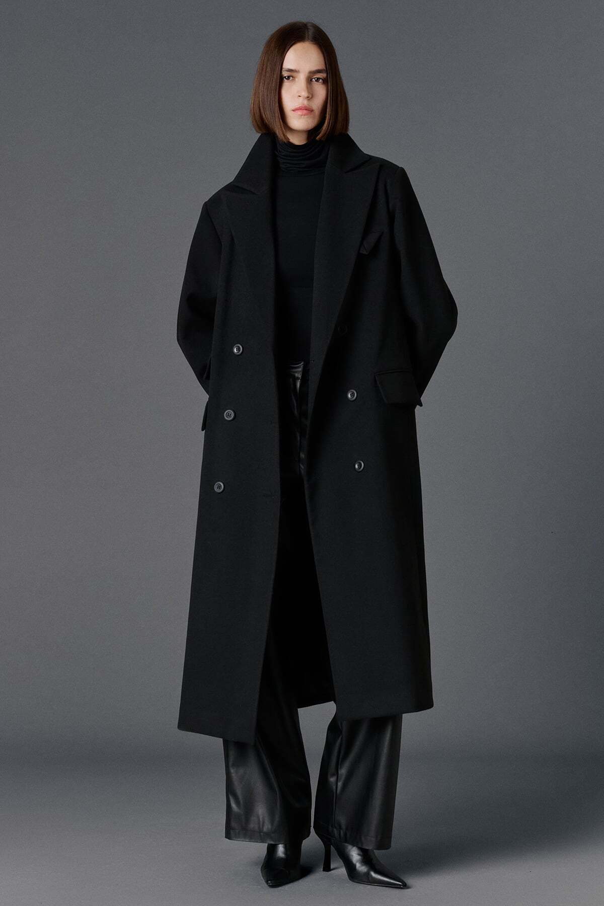 VATKALI  Cep detaylı maxi kaşe kaban - Premium Edition - Görsel 2