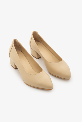 SAYL Kadın Hakiki Deri Günlük Topuklu Ayakkabı