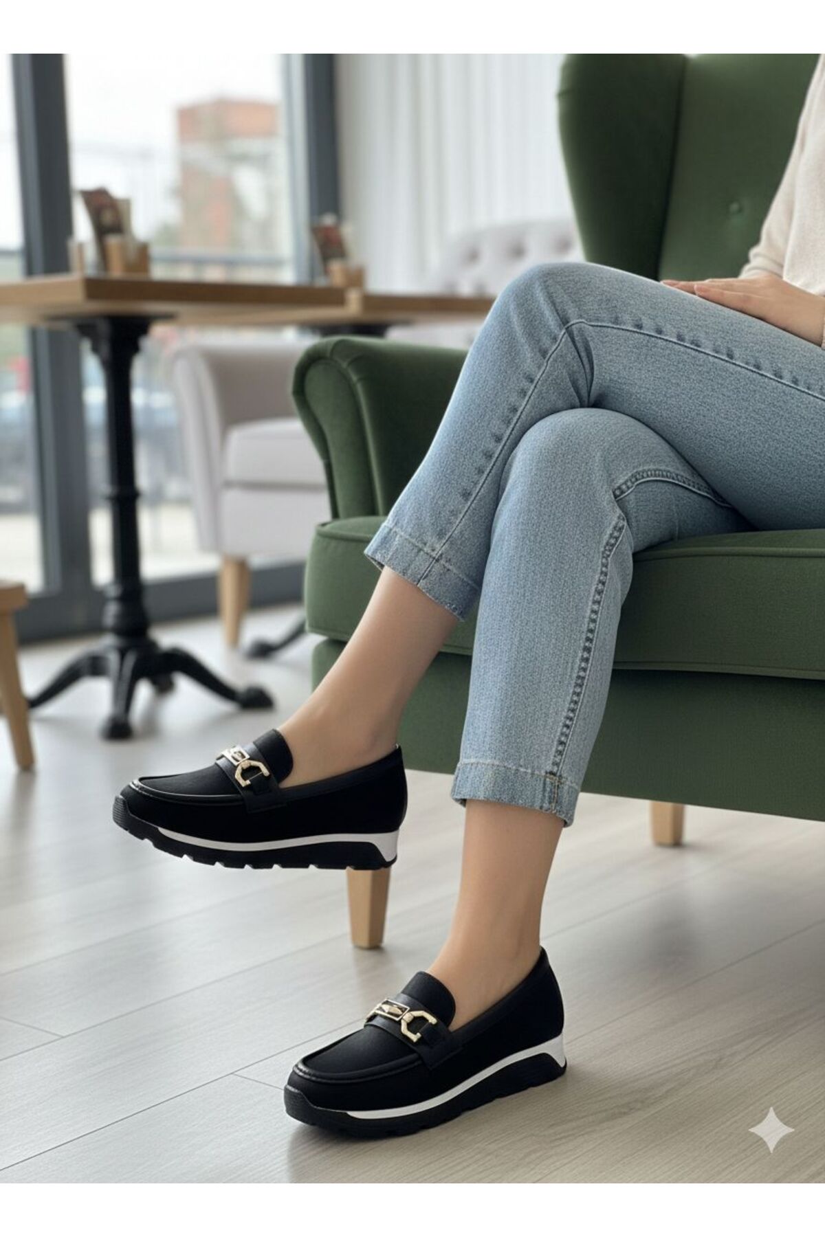 ASL SHOES STORE ORTOPEDİK TABANLI GÜNLÜK TOKALI KLASİK KADIN BABAT AYAKKABISI görsel 5