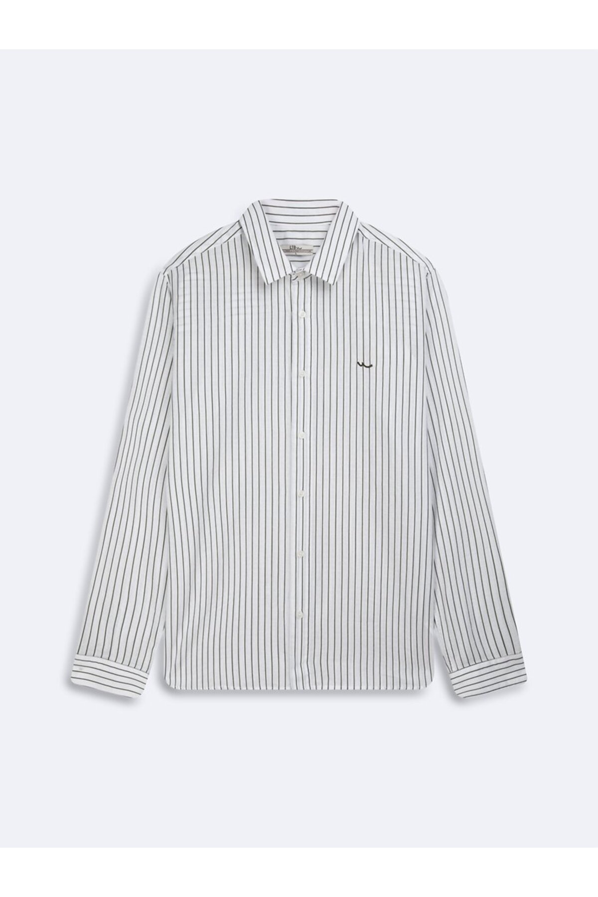 پیراهن سفید راه راه آستین بلند با طرح چاپی ال تی بی پیراهن Ltb