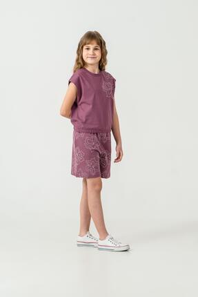 Mışıl Kids Üst Sol Omuz Baskılı Alt Tüm Alan Baskılı Kız Çocuk Şort - Tişört ...