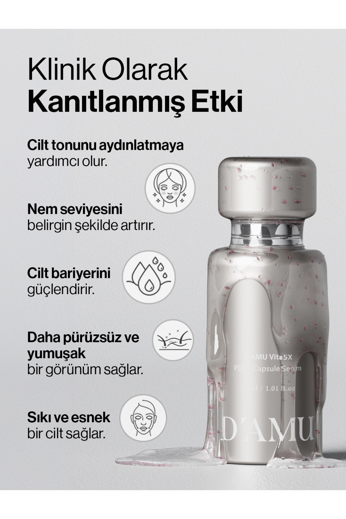 سرم کپسولی Vita5X PDRN، سرم صورت ترمیم کننده، سفت کننده و روشن کننده، 30 میلی لیتر — DAMU-V5X-PDRN — تصویر 6 از 9