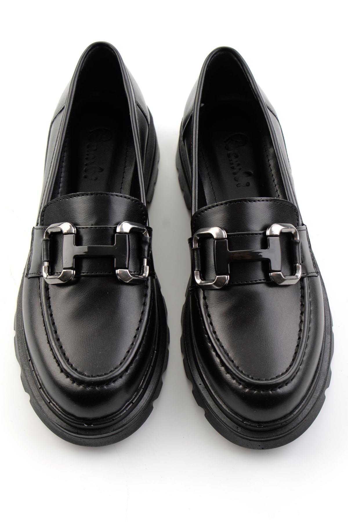 Bambi Siyah Kadın Loafer Ayakkabı K01997011109 görsel 4