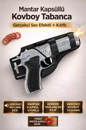 TRENDZONE Mantar Kapsüllü Kovboy Tabanca | Gerçekçi Ses Efektli Kemere Takıla...