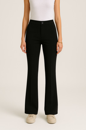 Markasız ucuz Kadın Yüksek Bel İspanyol Paça Kumaş Pantolon – Şık & Rahat Kesim
