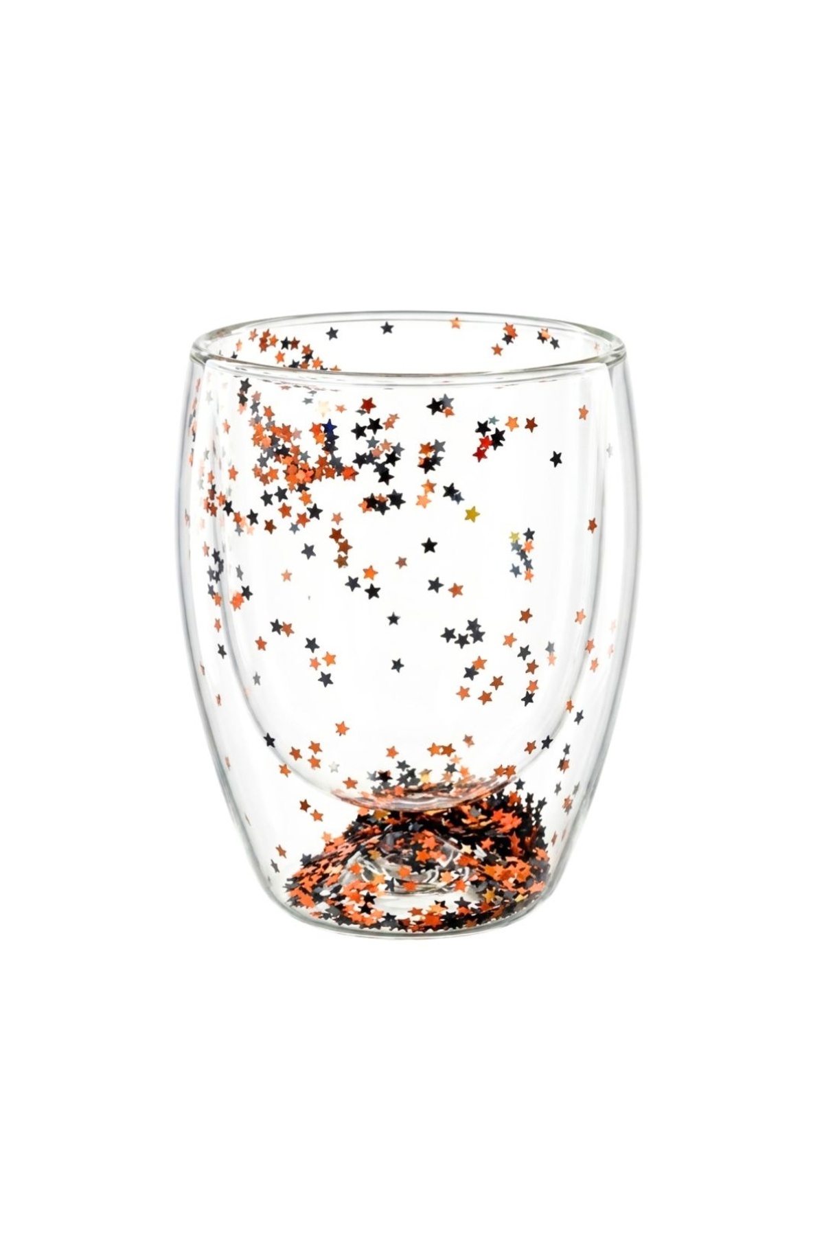 Ginza Glass with gold star confetti insert, double walls, borosilicate ...