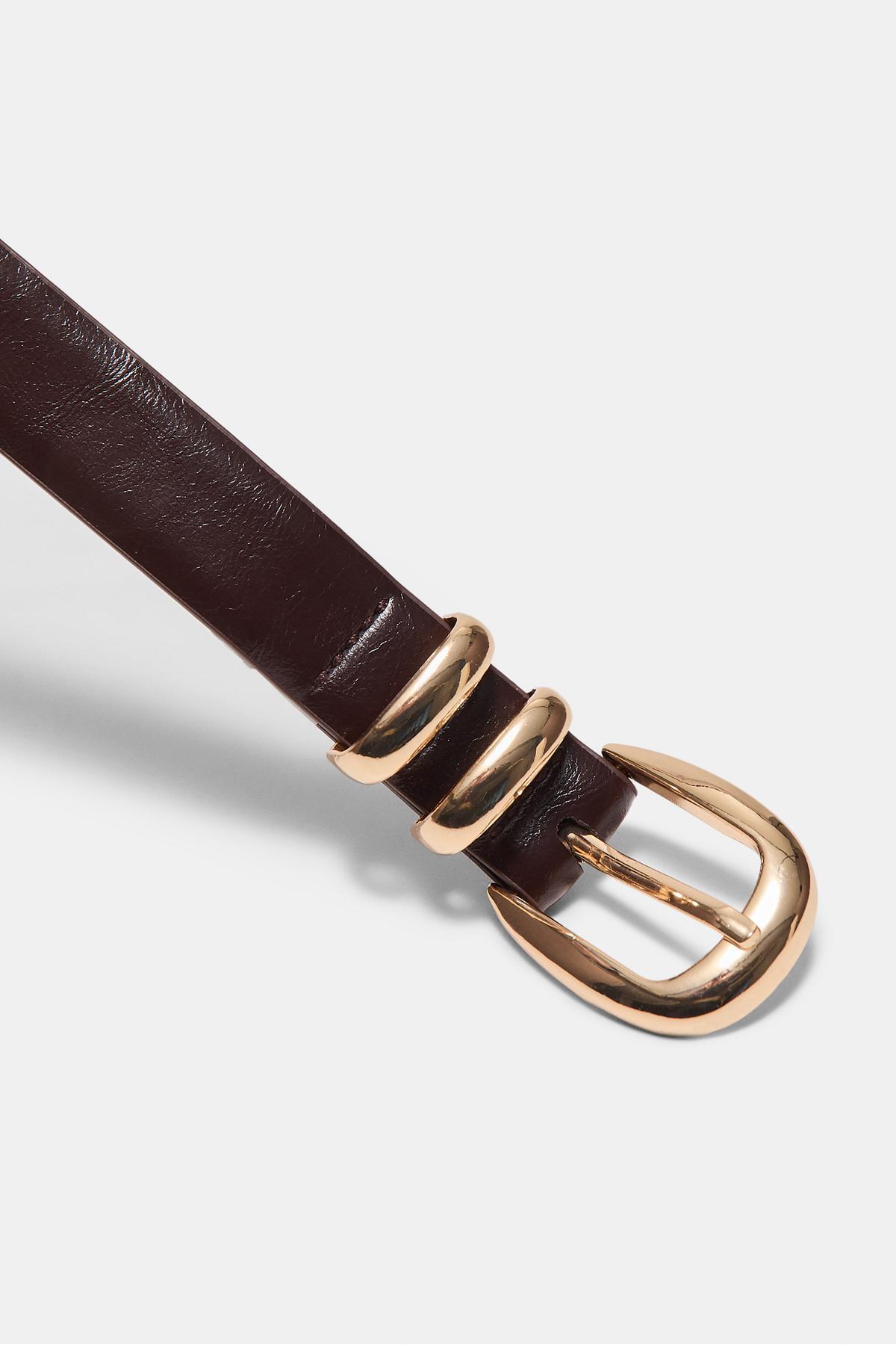 Stradivarius Basic parlak suni deri kemer görsel 3
